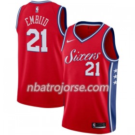 Män Philadelphia 76ers Tröja Joel Embiid 21 Nike 2017-18 Röd Swingman